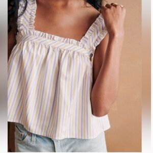 NWT Sezane Tanguy Lila Jaune Purple Yellow Ruffle Tank Top Blouse Size 6